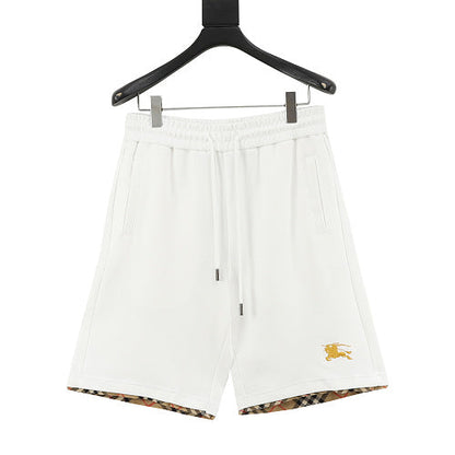 Burberry Check-Trim Equestrian Knight Embroidered Sweat Shorts