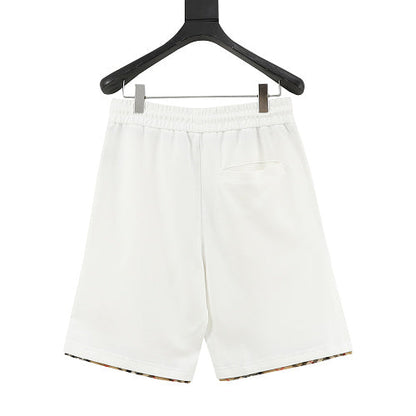 Burberry Check-Trim Equestrian Knight Embroidered Sweat Shorts