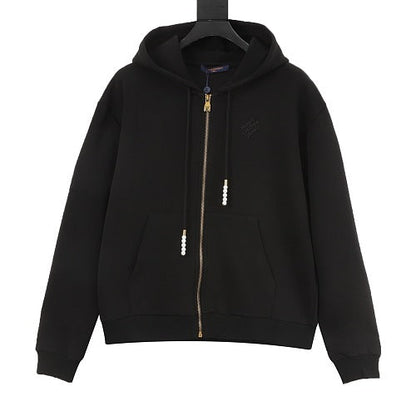 Louis Vuitton LV Two-Tone Embroidered Beaded Pendant Zip-Up Hoodie