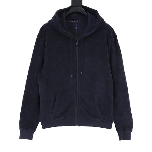 Louis Vuitton LV Allover Flocked Monogram Terry Zip-Up Hoodie Jacket