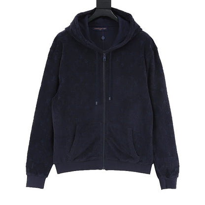 Louis Vuitton LV Allover Flocked Monogram Terry Zip-Up Hoodie Jacket