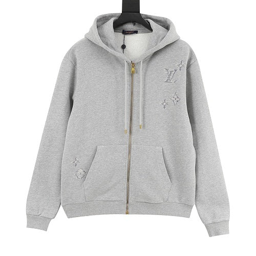 Louis Vuitton LV Allover Monogram Flower Embossed Zip-Up Hoodie