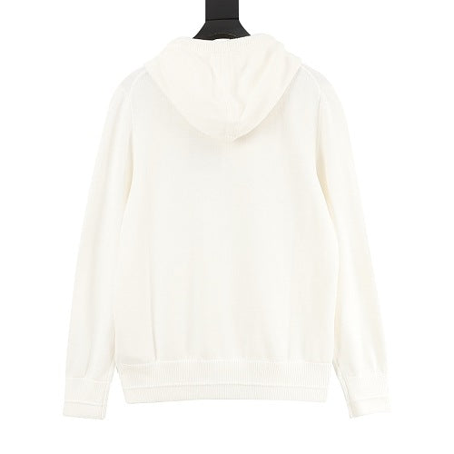 Louis Vuitton LV Leather Logo Patch Knit Hooded Sweater