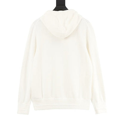 Louis Vuitton LV Leather Logo Patch Knit Hooded Sweater