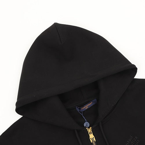 Louis Vuitton LV Two-Tone Embroidered Beaded Pendant Zip-Up Hoodie