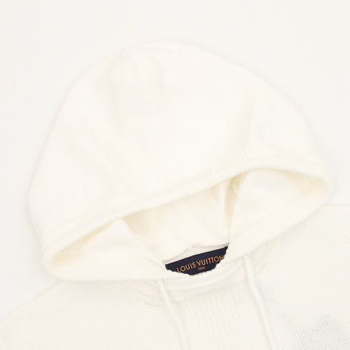 Louis Vuitton LV Leather Logo Patch Knit Hooded Sweater