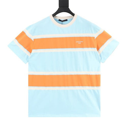 Louis Vuitton Orange & Blue Striped Short Sleeve T-Shirt