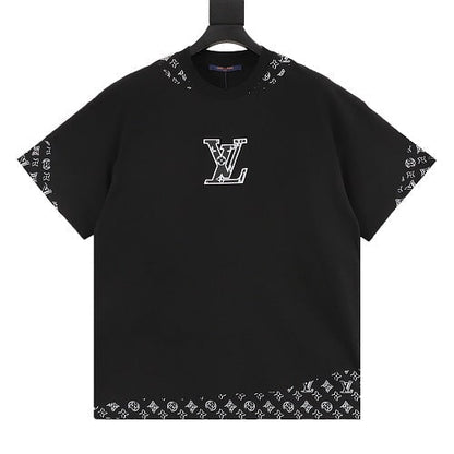 Louis Vuitton Leather Badge LV Logo Embroidered Short-Sleeve T-Shirt