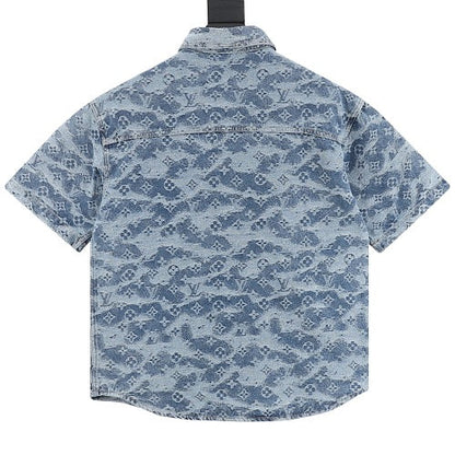 Louis Vuitton Cloud Monogram Jacquard Denim Short Sleeve Shirt