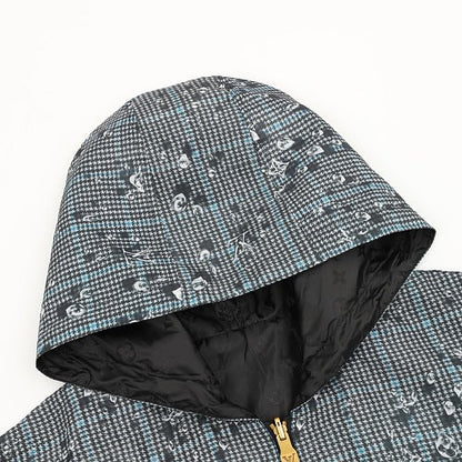 Louis Vuitton Crystal Embellished Houndstooth Zip-Up Hooded Jacket