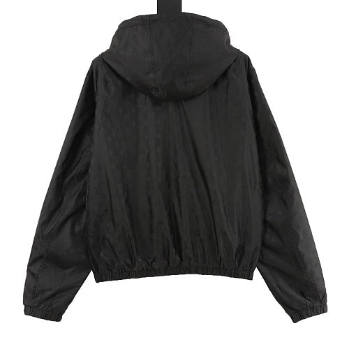 Louis Vuitton Crystal Embellished Houndstooth Zip-Up Hooded Jacket