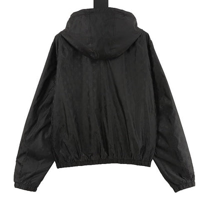 Louis Vuitton Crystal Embellished Houndstooth Zip-Up Hooded Jacket