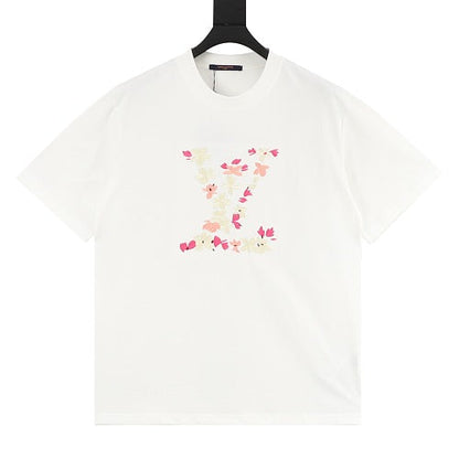 Louis Vuitton 26SS Cherry Blossom Embroidered LV Logo Short Sleeve T-Shirt