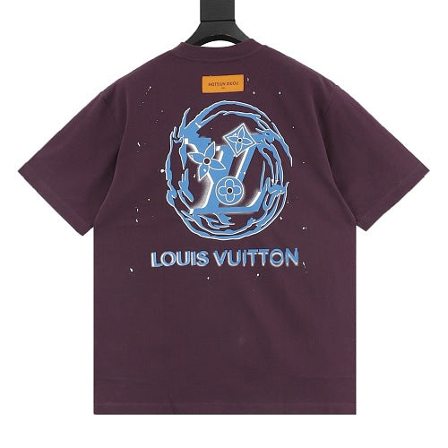Louis Vuitton SS26 Blue Swirl LV Spray Ink Print T-Shirt