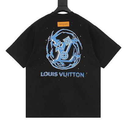 Louis Vuitton SS26 Blue Swirl LV Spray Ink Print T-Shirt