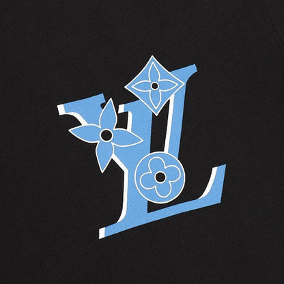 Louis Vuitton SS26 Blue Swirl LV Spray Ink Print T-Shirt