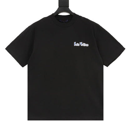 Louis Vuitton SS26 Blue & White Graffiti Logo Front & Back Print T-Shirt