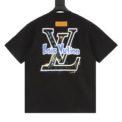 Louis Vuitton SS26 Blue & White Graffiti Logo Front & Back Print T-Shirt