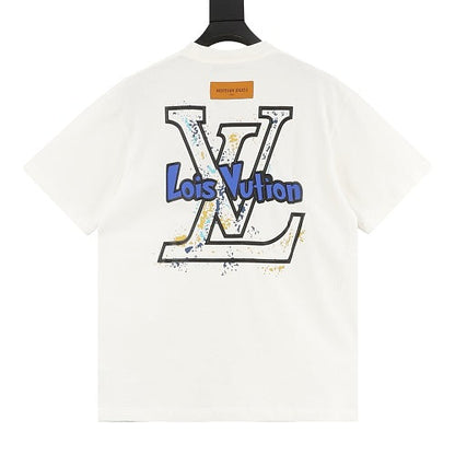 Louis Vuitton SS26 Blue & White Graffiti Logo Front & Back Print T-Shirt