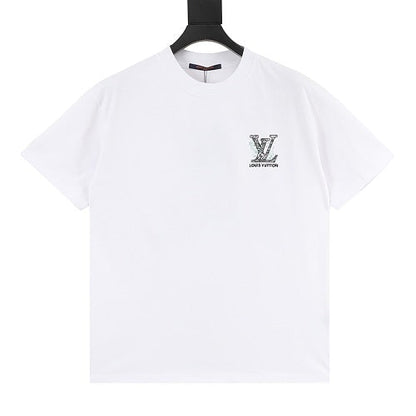 Louis Vuitton SS26 Spray Ink Monogram Linear LV Logo Embroidered T-Shirt