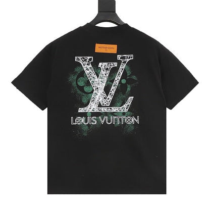 Louis Vuitton SS26 Spray Ink Monogram Linear LV Logo Embroidered T-Shirt