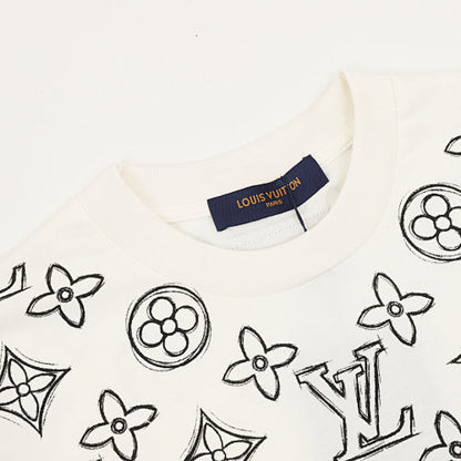 Louis Vuitton Allover Sketch Logo Print Short Sleeve T-Shirt