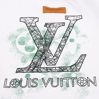 Louis Vuitton SS26 Spray Ink Monogram Linear LV Logo Embroidered T-Shirt