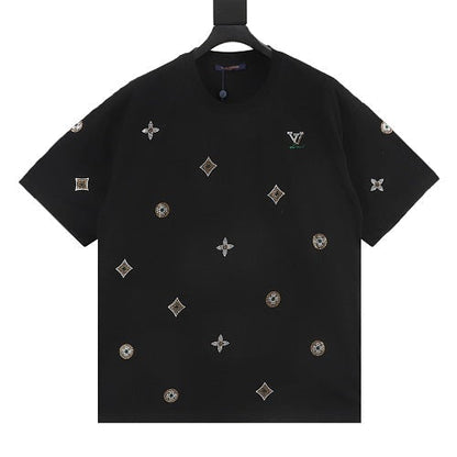 Louis Vuitton SS26 Floral Hot-Fix Crystal LV Logo T-Shirt