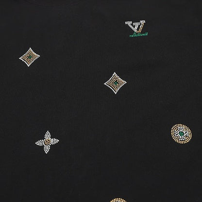 Louis Vuitton SS26 Floral Hot-Fix Crystal LV Logo T-Shirt
