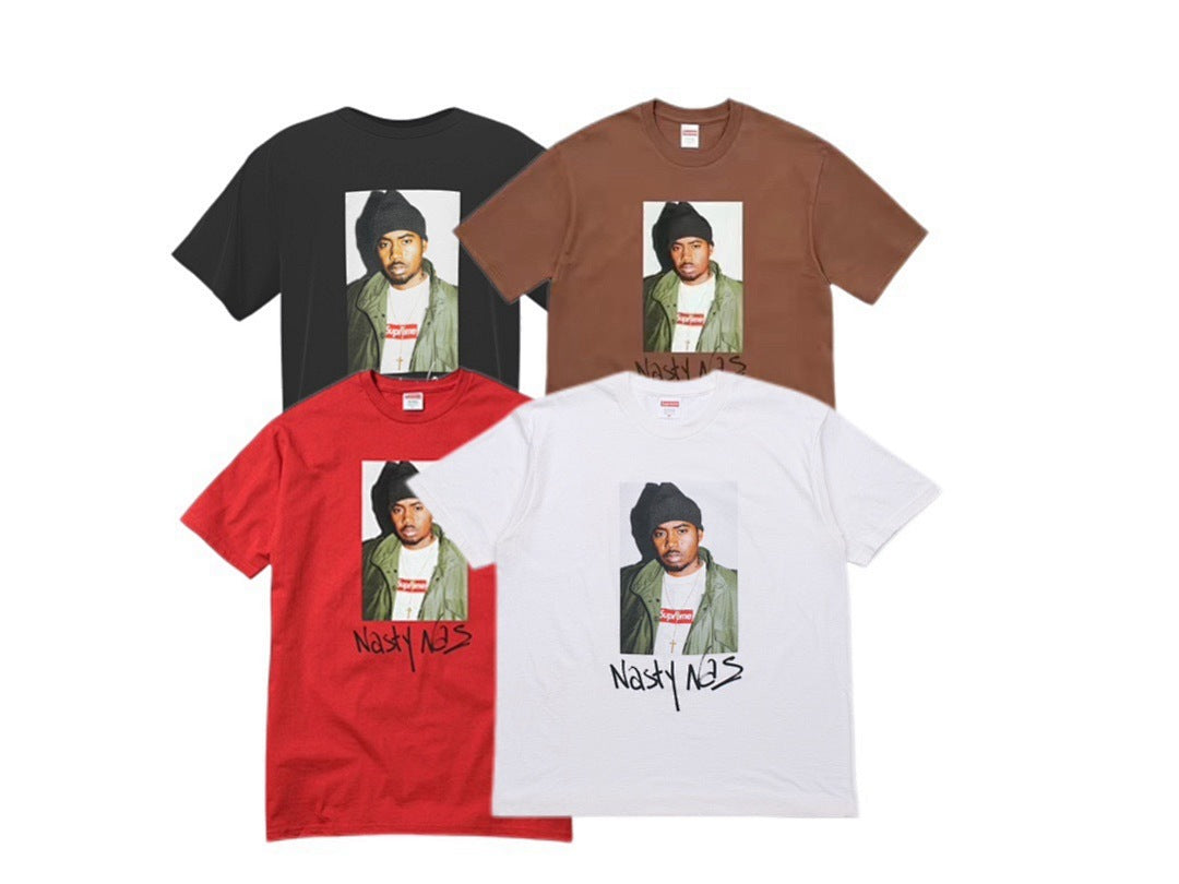 款号800#p40💰 Supreme FW17 Nas Tee Black 说唱歌手图案短袖T恤男女同款 宽松版型 采用260克精梳棉双纱 从面料到辅料全部三标齐全跟足ZP 进口松井公司浆料印花 - view 1