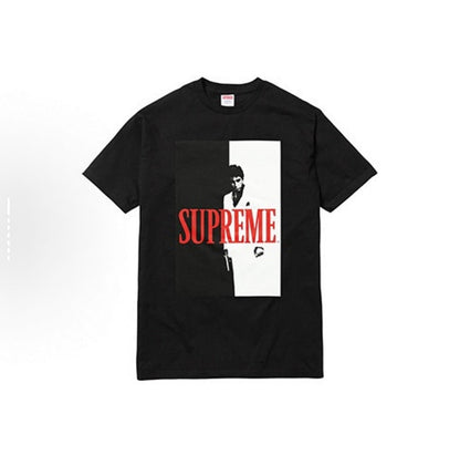 款号M141#p40💰 Supreme FW17 x Scarface Split Tee Black 联名款 疤面煞星短袖美式潮流T恤 男女同款 黑色 宽松版型 采用260克精梳棉双纱 从面料到辅 - view 2