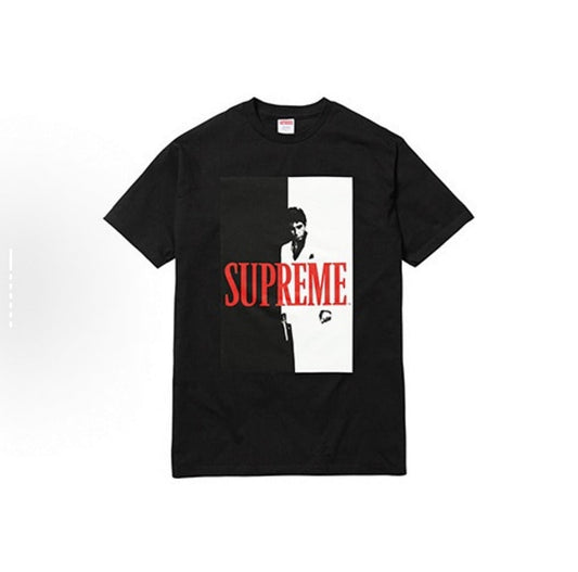 款号M141#p40💰 Supreme FW17 x Scarface Split Tee Black 联名款 疤面煞星短袖美式潮流T恤 男女同款 黑色 宽松版型 采用260克精梳棉双纱 从面料到辅 - view 2