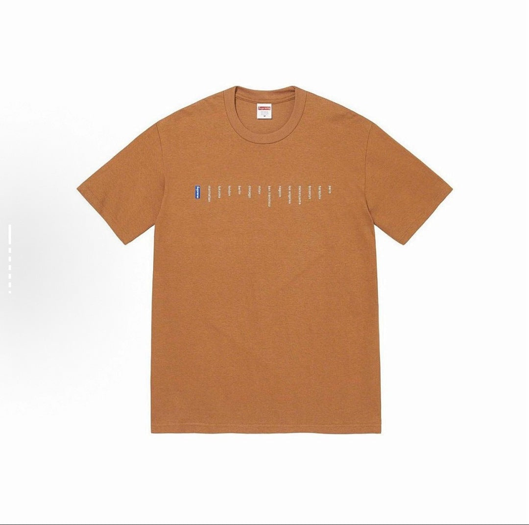 款号M63#p40💰 Sup 23SS LOCATION TEE 门店城市 小标 短袖 T短袖TEE宽松 宽松版型 采用260克精梳棉双纱 从面料到辅料全部三标齐全跟足ZP 进口松井公司浆料印花 - view 1