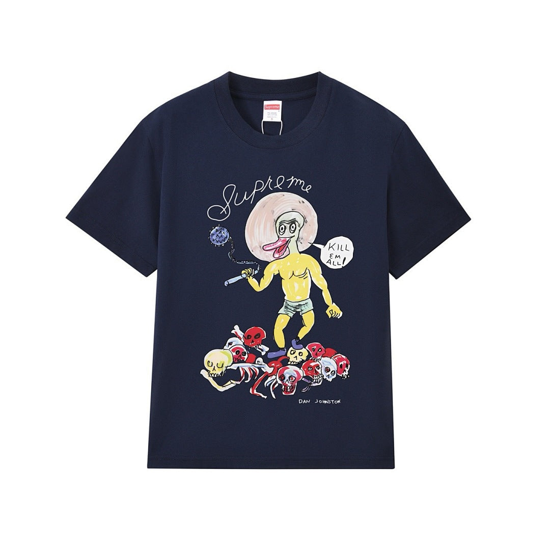 款号M166#p40💰 Supreme Week 12 x Daniel Johnston Kill Em All Tee 艺术涂鸦印花短袖美式潮流T恤 男女同款 宽松版型 采用260克精梳棉双 - view 1