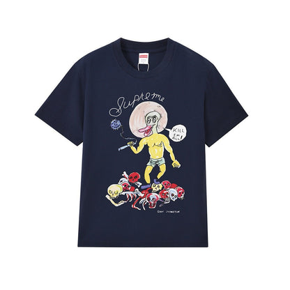 款号M166#p40💰 Supreme Week 12 x Daniel Johnston Kill Em All Tee 艺术涂鸦印花短袖美式潮流T恤 男女同款 宽松版型 采用260克精梳棉双 - view 1