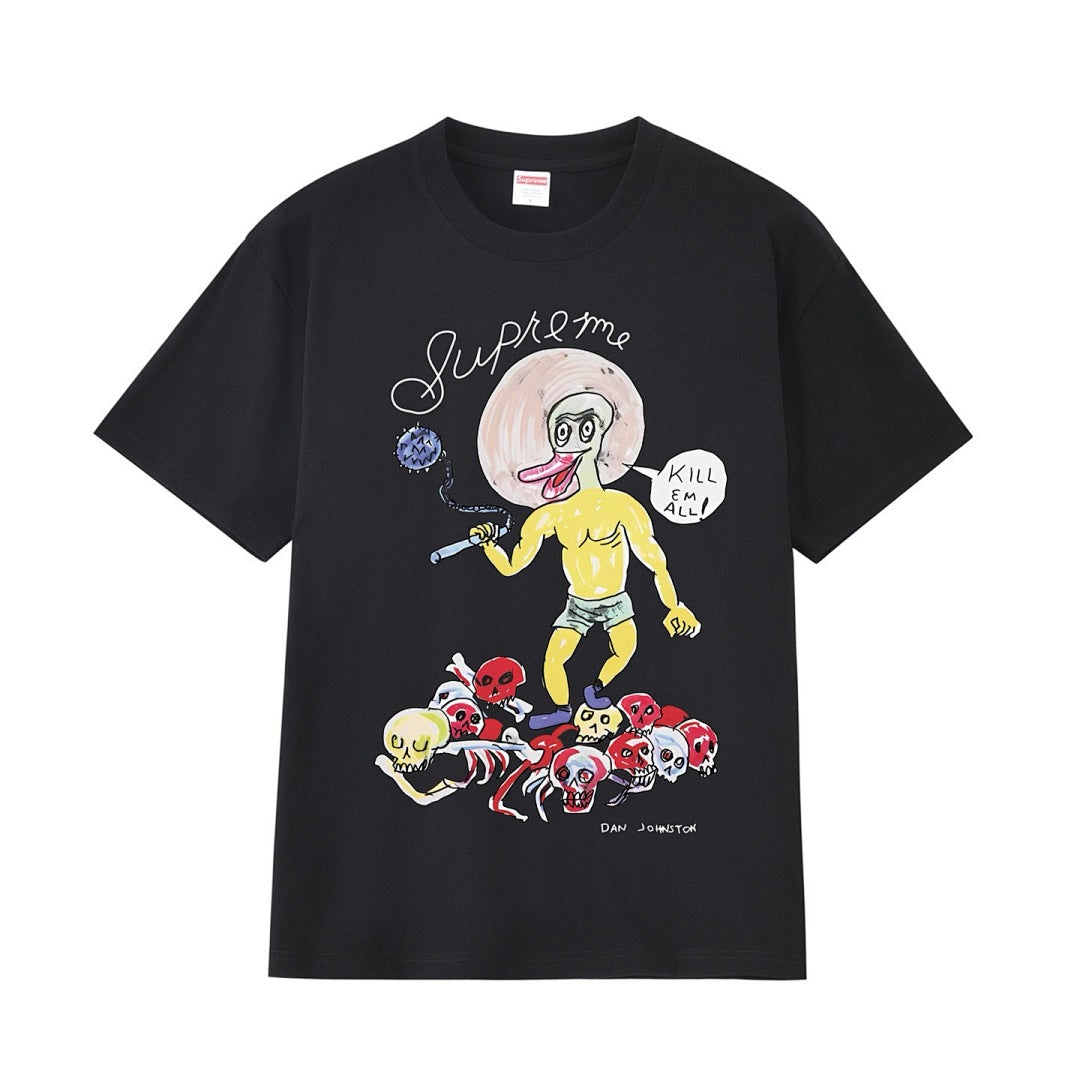 款号M166#p40💰 Supreme Week 12 x Daniel Johnston Kill Em All Tee 艺术涂鸦印花短袖美式潮流T恤 男女同款 宽松版型 采用260克精梳棉双 - view 4