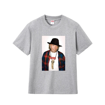 款号M169#P40💰 SUP 15ss Neil Young White 人物印花短袖高档T恤 宽松版型 采用260克精梳棉双纱 从面料到辅料全部三标齐全跟足ZP 进口松井公司浆料印花绝不开裂 - view 1