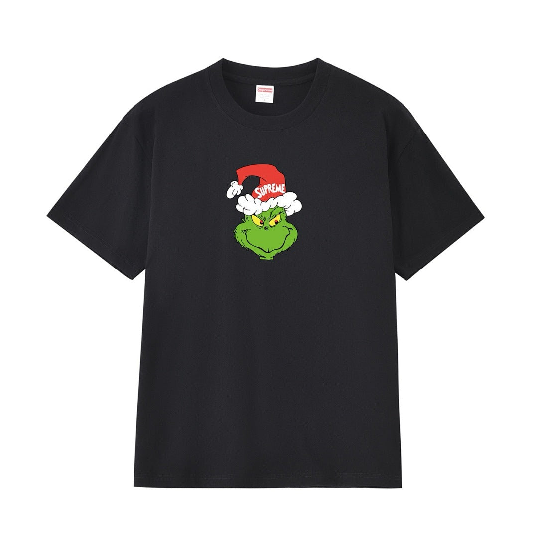 款号M170P40💰 Sup FW24 GRINCH TEE圣诞怪杰图案印花纯棉短袖宽松T恤爆款大码潮 宽松版型 采用260克精梳棉双纱 从面料到辅料全部三标齐全跟足ZP 进口松井公司浆料印花绝不 - view 2
