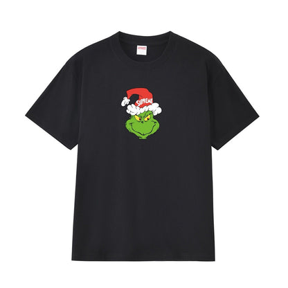 款号M170P40💰 Sup FW24 GRINCH TEE圣诞怪杰图案印花纯棉短袖宽松T恤爆款大码潮 宽松版型 采用260克精梳棉双纱 从面料到辅料全部三标齐全跟足ZP 进口松井公司浆料印花绝不 - view 2