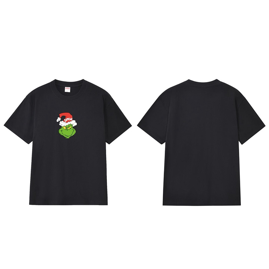 款号M170P40💰 Sup FW24 GRINCH TEE圣诞怪杰图案印花纯棉短袖宽松T恤爆款大码潮 宽松版型 采用260克精梳棉双纱 从面料到辅料全部三标齐全跟足ZP 进口松井公司浆料印花绝不 - view 4