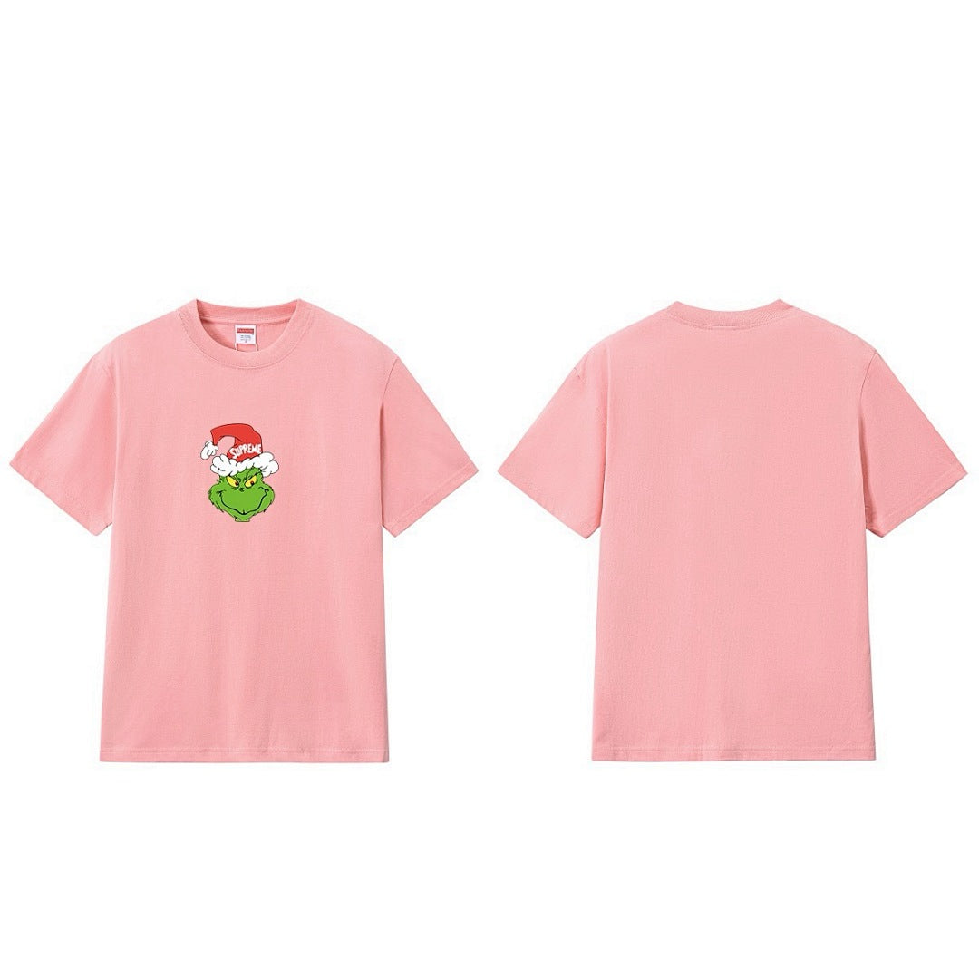 款号M170P40💰 Sup FW24 GRINCH TEE圣诞怪杰图案印花纯棉短袖宽松T恤爆款大码潮 宽松版型 采用260克精梳棉双纱 从面料到辅料全部三标齐全跟足ZP 进口松井公司浆料印花绝不 - view 6