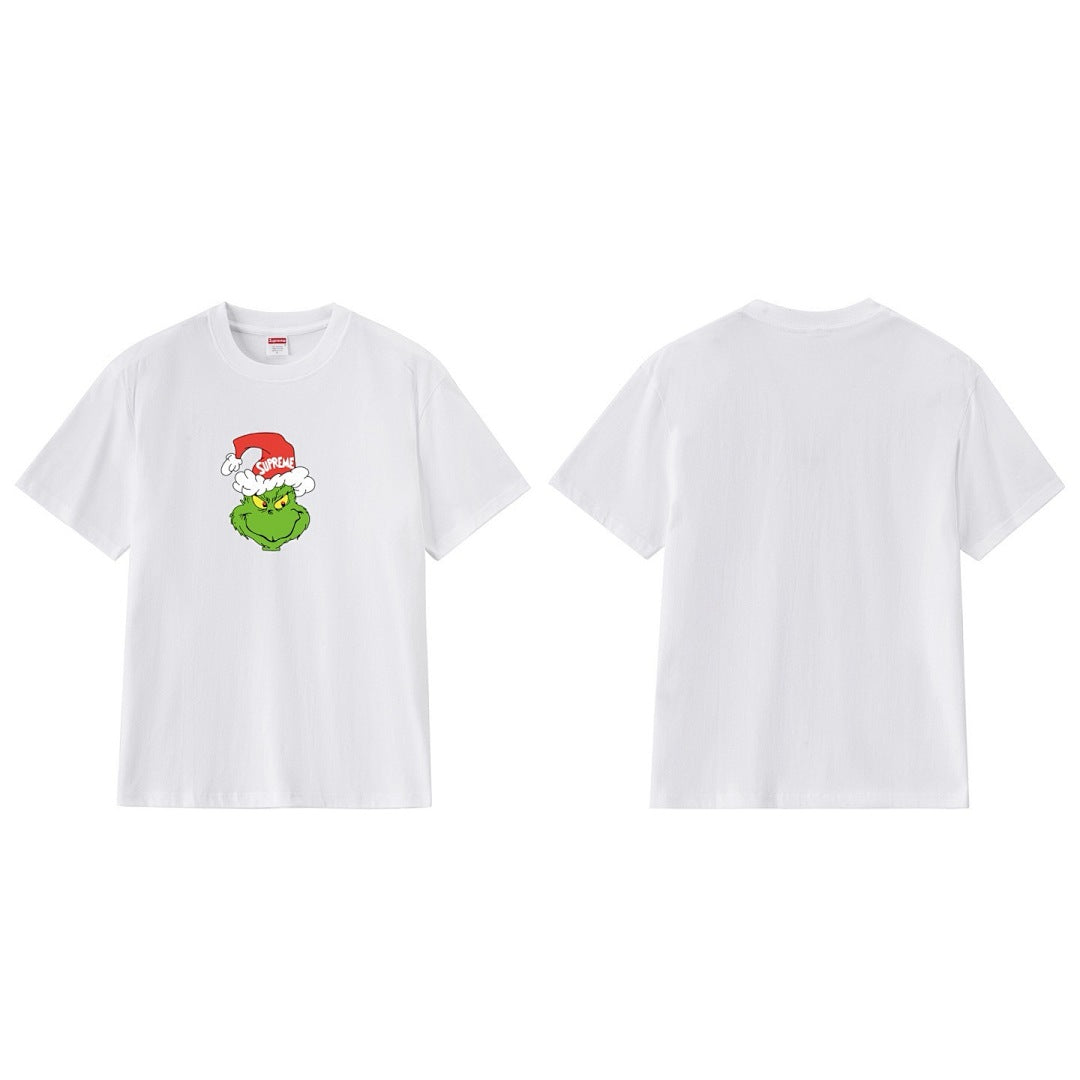 款号M170P40💰 Sup FW24 GRINCH TEE圣诞怪杰图案印花纯棉短袖宽松T恤爆款大码潮 宽松版型 采用260克精梳棉双纱 从面料到辅料全部三标齐全跟足ZP 进口松井公司浆料印花绝不 - view 7