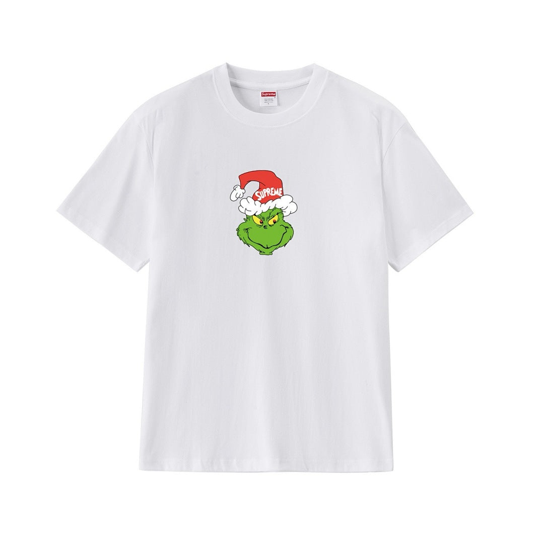 款号M170P40💰 Sup FW24 GRINCH TEE圣诞怪杰图案印花纯棉短袖宽松T恤爆款大码潮 宽松版型 采用260克精梳棉双纱 从面料到辅料全部三标齐全跟足ZP 进口松井公司浆料印花绝不 - view 8