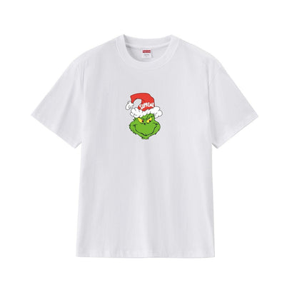 款号M170P40💰 Sup FW24 GRINCH TEE圣诞怪杰图案印花纯棉短袖宽松T恤爆款大码潮 宽松版型 采用260克精梳棉双纱 从面料到辅料全部三标齐全跟足ZP 进口松井公司浆料印花绝不 - view 8