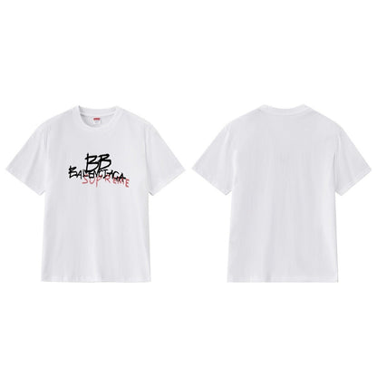 款号M178P40💰 Balenciaga巴黎世家联名supreme印花短袖 宽松版型 采用260克精梳棉双纱 从面料到辅料全部三标齐全跟足ZP 进口松井公司浆料印花绝不开裂 整件做法采用三针五 - view 4