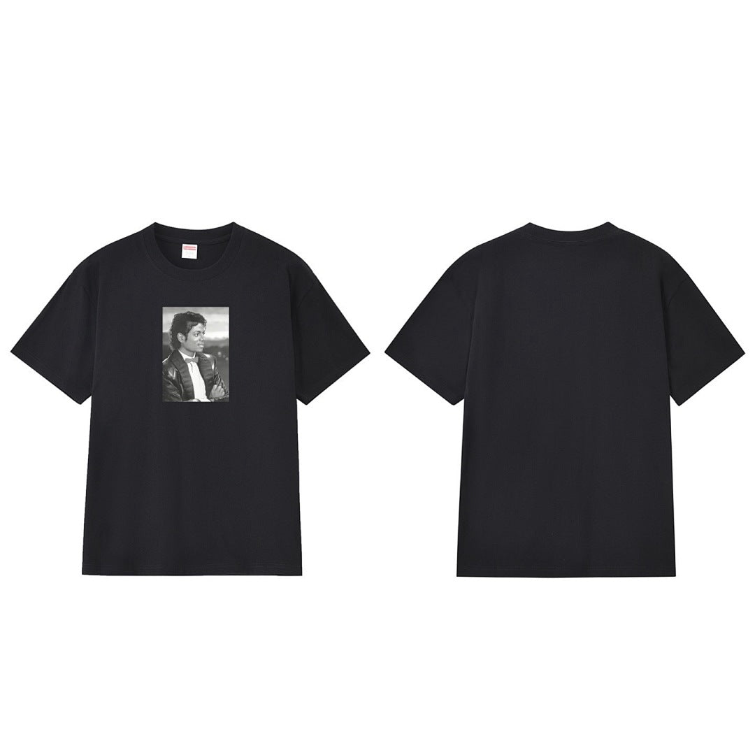 款号M185P40💰 SS17 Michael Jackson Tee迈克杰克逊图案印花短袖T恤宽松圆领t 宽松版型 采用260克精梳棉双纱 从面料到辅料全部三标齐全跟足ZP 进口松井公司浆料印花绝 - view 1