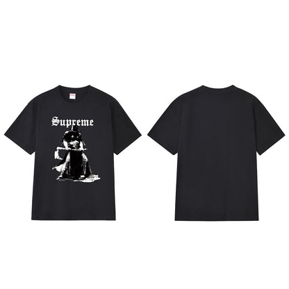 款号M188P40💰 美式Sup 联名款 FW24 Tee 怪兽印花图案圆领短袖T恤 宽松版型 采用260克精梳棉双纱 从面料到辅料全部三标齐全跟足ZP 进口松井公司浆料印花绝不开裂 整件做法 - view 1