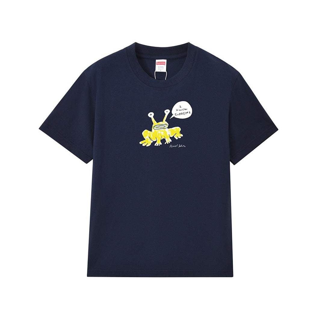 款号M189P40💰 Sup Daniel Johnston Frog Tee 联名款 外星蛙圆领卡通短袖T恤 宽松版型 采用260克精梳棉双纱 从面料到辅料全部三标齐全跟足ZP 进口松井公司浆 - view 6