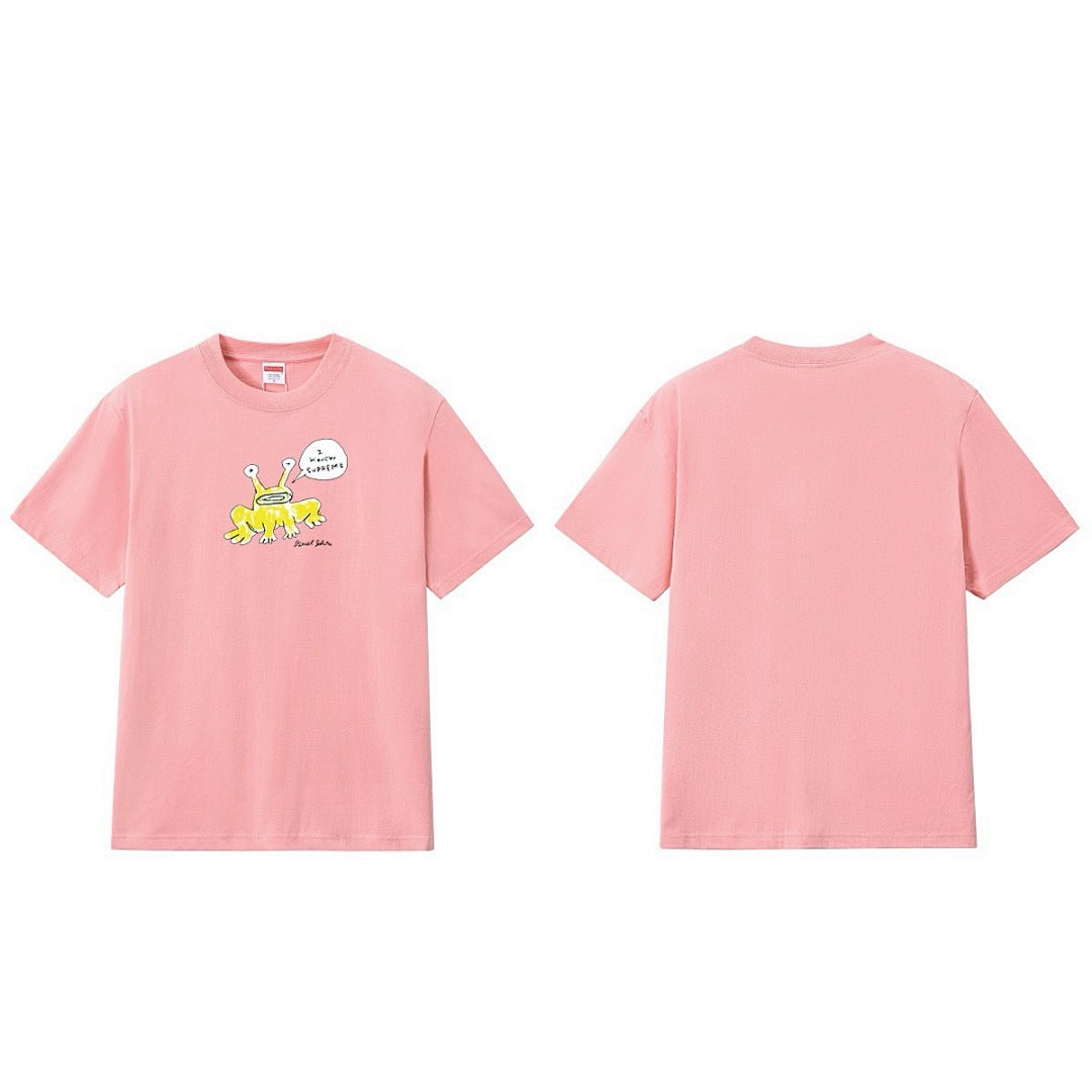 款号M189P40💰 Sup Daniel Johnston Frog Tee 联名款 外星蛙圆领卡通短袖T恤 宽松版型 采用260克精梳棉双纱 从面料到辅料全部三标齐全跟足ZP 进口松井公司浆 - view 7
