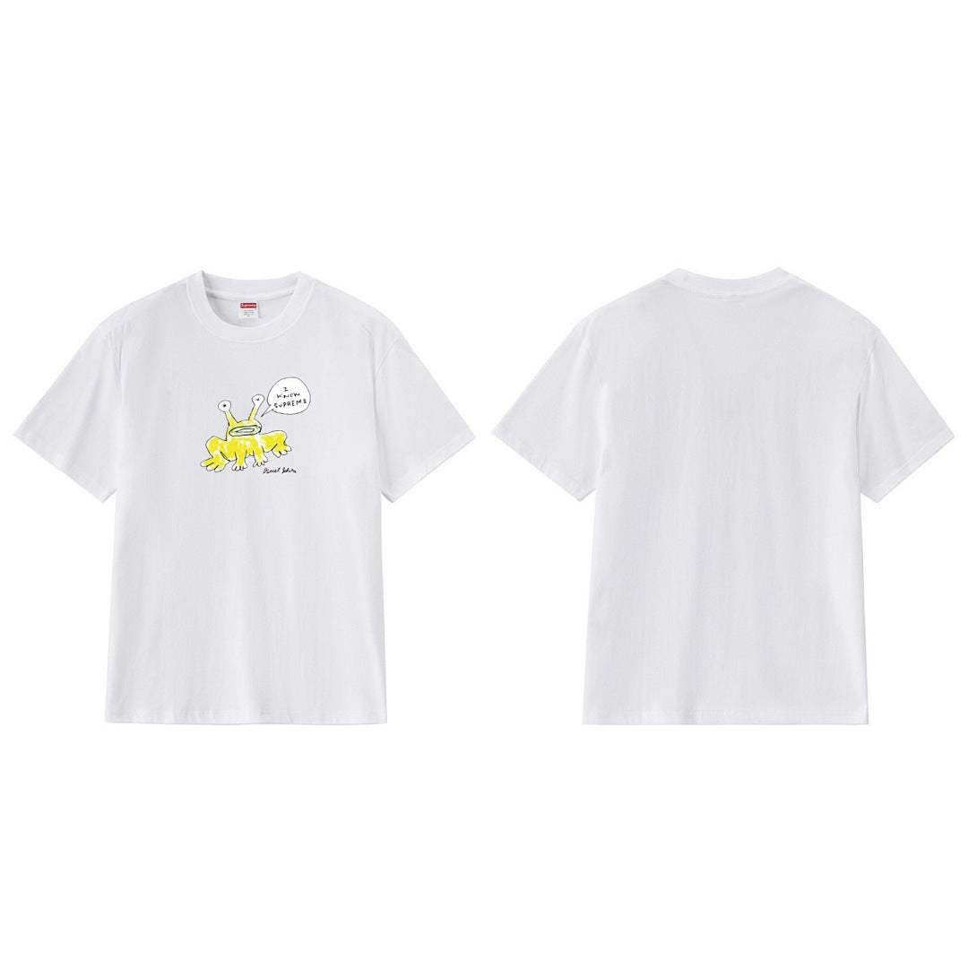 款号M189P40💰 Sup Daniel Johnston Frog Tee 联名款 外星蛙圆领卡通短袖T恤 宽松版型 采用260克精梳棉双纱 从面料到辅料全部三标齐全跟足ZP 进口松井公司浆 - view 9